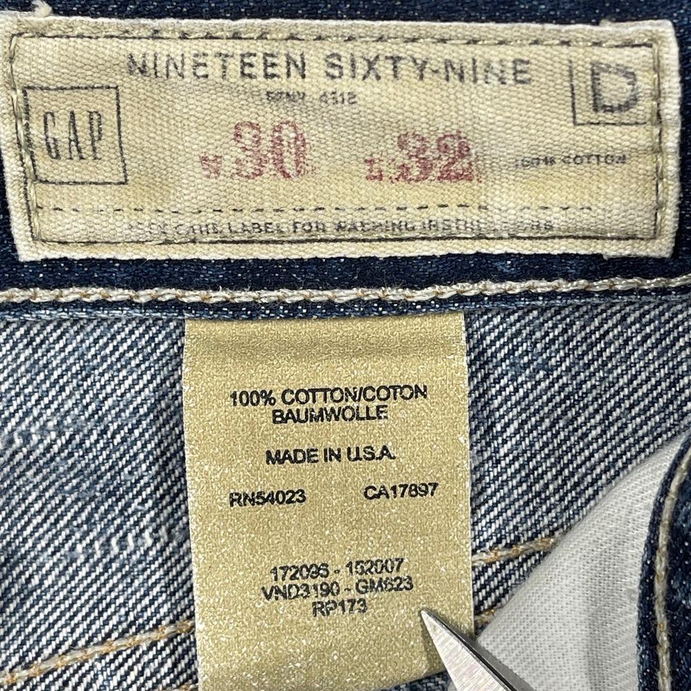 Gap 1969 Jeans Mens 30(29)x32(31) Blue Straight Leg Button Fly Made in USA Denim - Picture 7 of 13